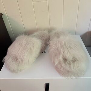 Bottega Veneta Cream Furry Slippers